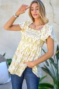 DD-1 Floral Print Ruffle Top