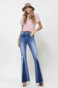 VERVET By Flying Monkey VERVET High Rise Super Flare Denim Jeans With Panel