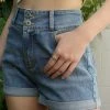 Lilou Fresh From LA Double Button Cuffed Denim Shorts