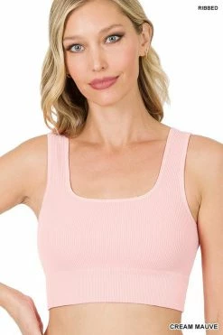 ZENANA Ribbed Square Neck Crop Tank Tops Fresh From LA
