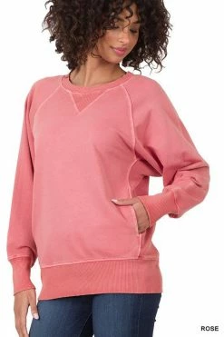 ZENANA Pigment Dyed French Terry Pullover