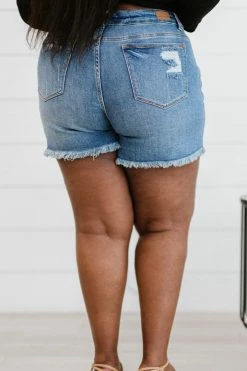 Trendsi Judy Blue Sunray Embroidery Denim Cutoff Shorts Medium