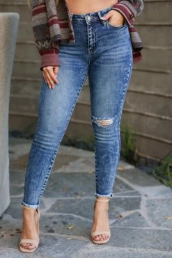 Kan Can Aria High Rise Skinny Jeans - Dark Wash Bottoms