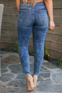 Kan Can Aria High Rise Skinny Jeans - Dark Wash Bottoms