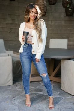 Kan Can Aria High Rise Skinny Jeans - Dark Wash Bottoms