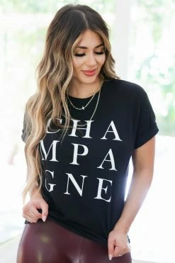LF New Arrivals "Champagne" Graphic Tee- Black