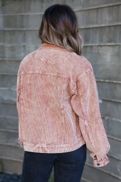 POL Stare Down Corduroy Raw Hem Shacket - Taupe Outerwear