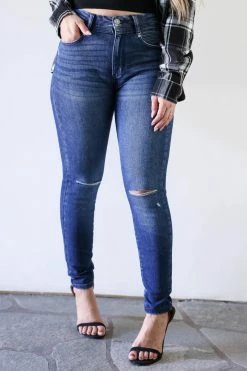 KAN CAN Nora High Rise Skinny Jeans - Dark Wash