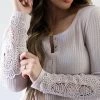 MA-01 CBRAND Not The Same Crochet Sleeve Top - Taupe Small 1 MA-01 CBRAND Not The Same Crochet Sleeve Top - Taupe Small
