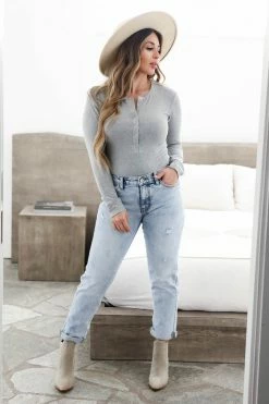 MA-01 CBRAND Warm Me Up Long Sleeve Bodysuit - Heather Grey