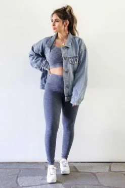 Mono B Leggings Keep It Moving Activewear- Grey