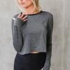 Mono B Large Every Step Activewear Crop Top - Black & Grey