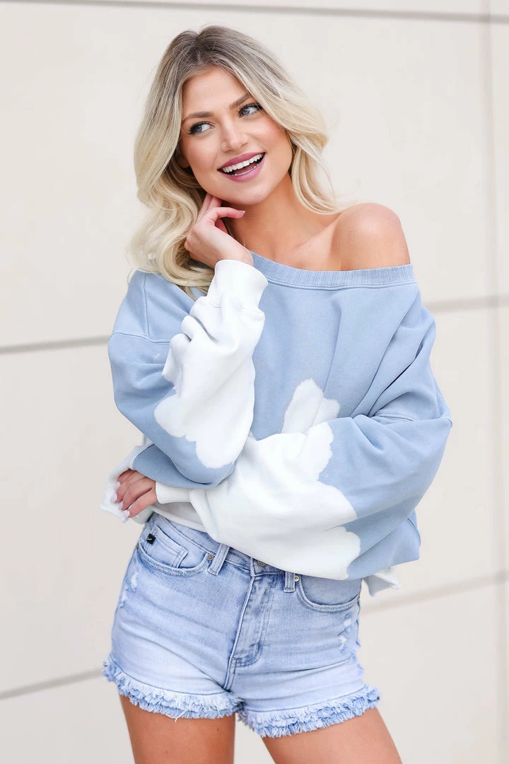 Peach Love Large Sunrise Dreamer Cropped Pullover - Dusty Blue 4 Peach Love Large Sunrise Dreamer Cropped Pullover - Dusty Blue