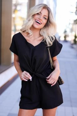 FirstLove Just A Girl Romper - Black