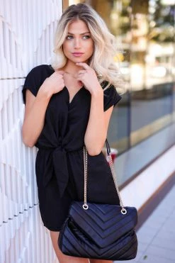 FirstLove Just A Girl Romper - Black