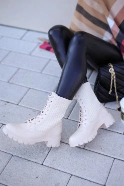 SLL Shoes Made For Walking Combat Boots - Bone