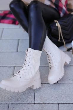 SLL Shoes Made For Walking Combat Boots - Bone