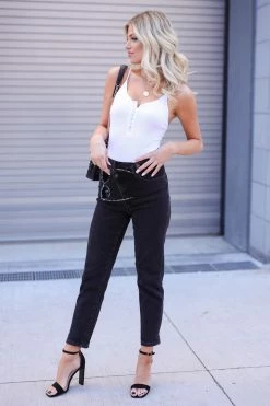 RISEN Hazel Crossover Girlfriend Jeans - Black