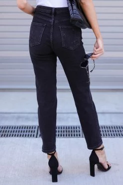 RISEN Hazel Crossover Girlfriend Jeans - Black