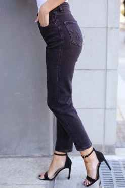 RISEN Hazel Crossover Girlfriend Jeans - Black
