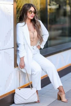 Skies Are Blue New Arrivals Girl Boss Matching Blazer And Pants - White