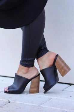 Shoe La La Shoes Juliette Peep Toe Mules - Black