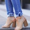 Shoe La La Shoes Juliette Peep Toe Mules - Taupe