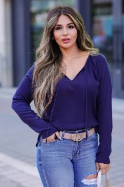 Newbury Kustom CBRAND Pleasantly Surprised Peasant Top - Navy Small