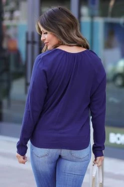 Newbury Kustom CBRAND Pleasantly Surprised Peasant Top - Navy Small