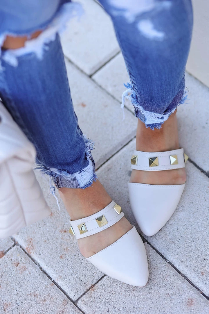 Shoe La La Shoes Violet Studded Mules - Cream 5 Shoe La La Shoes Violet Studded Mules - Cream