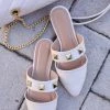 Shoe La La Shoes Violet Studded Mules - Cream