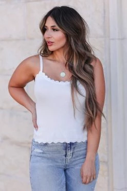 Blu Pepper Sleeveless Tops Pure And Simple Scalloped Camis