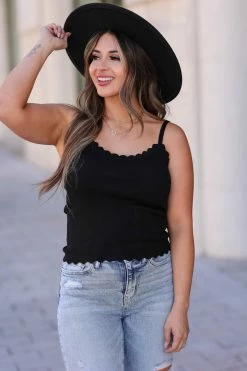 Blu Pepper Sleeveless Tops Pure And Simple Scalloped Camis