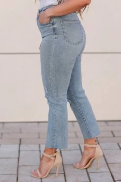 EUNINA Lilian Ultra High Rise Jeans - Light Wash Bottoms