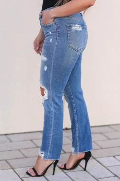 FM FLYING MONKEY Sandy Straight Leg Ankle Jean - Medium Wash