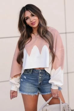 Peach Love Sunrise Dreamer Cropped Pullover - Dusty Peach Large 10 Peach Love Sunrise Dreamer Cropped Pullover - Dusty Peach Large