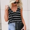 Newbury Kustom Don't Worry Knit Tank Top - Black Stripe Large
