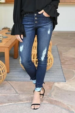 KAN CAN Retro Exposed Button Jeans - Double Dark Wash 13 KAN CAN Retro Exposed Button Jeans - Double Dark Wash