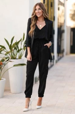 Strut And Bolt Goal Chaser Satin Blazer And Pants - Black