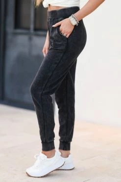 Reflex Right Direction Mineral Wash Joggers - Black Bottoms