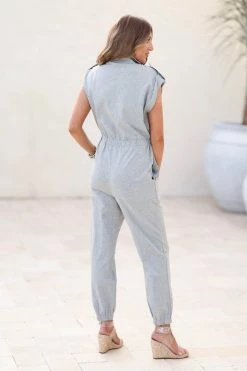 SB-01 Mysterious Ways Cargo Jumpsuit - Heather Grey New Arrivals