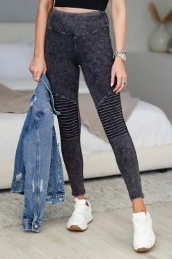 Zenana Keep The Distance Moto Leggings - Charcoal