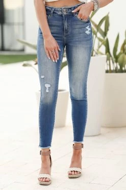 Kan Can London Ankle Skinny Jeans - Medium Wash Bottoms