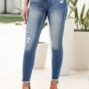 Kan Can London Ankle Skinny Jeans - Medium Wash Bottoms