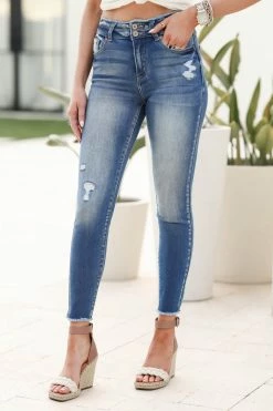 Kan Can London Ankle Skinny Jeans - Medium Wash Bottoms