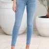 Kan Can Eloise Mid Rise Skinny Jeans - Light Wash Bottoms