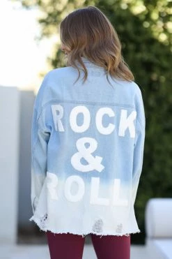 Blue Buttercup New Arrivals "Rock & Roll" Distressed Denim Jacket - Light Wash 11 Blue Buttercup New Arrivals