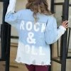 Blue Buttercup New Arrivals "Rock & Roll" Distressed Denim Jacket - Light Wash
