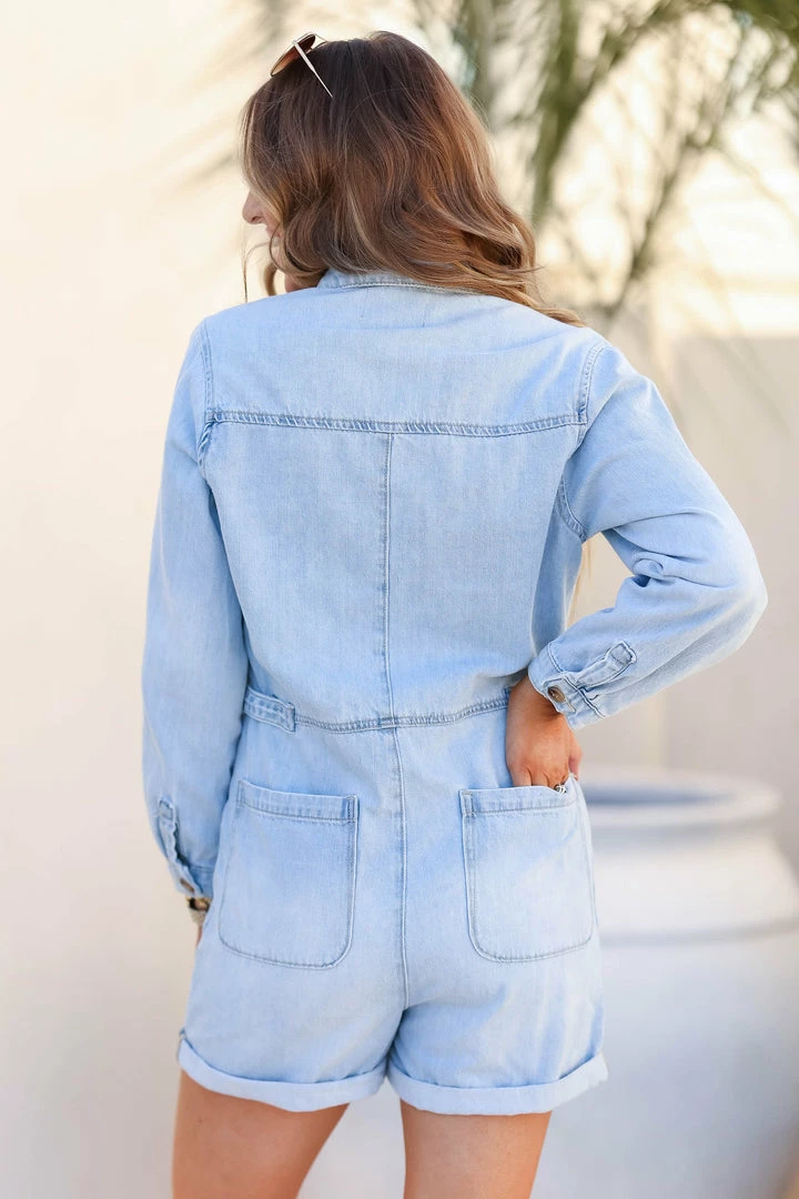 Kan Can Paige Romper - Light Wash Rompers + Jumpsuits 4 Kan Can Paige Romper - Light Wash Rompers + Jumpsuits