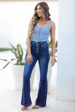 Bottoms KAN CAN Arlo High Rise Curvy Flare Jeans - Dark Wash